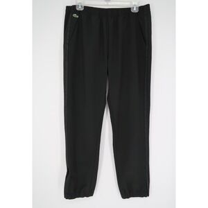 Lacoste Sport Men's 32 Black Track Pants Ankle‎ Zip Elastic Waist Stretch